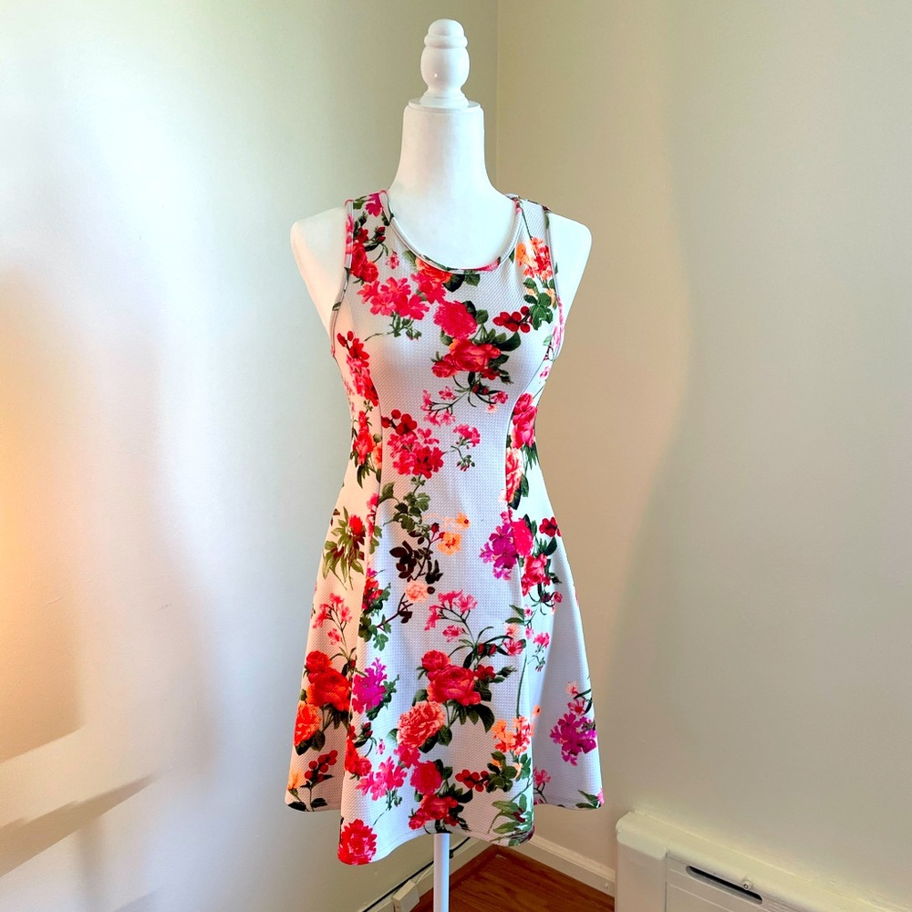 White, Floral, Mini Dress!